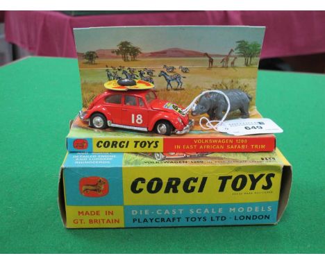 An Original Corgi 256 Volkswagen Beetle 1200 in East African Safari Trim, overall excellent, complete with rhino, boxed, incl