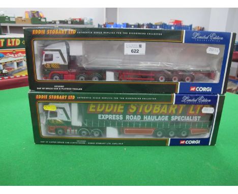 Two Corgi 'Eddie Stobart Ltd' 1:50th Scale Diecast Model Commercial Vehicles comprising of #CC13207 DAF XF Space Cab &amp; Fl