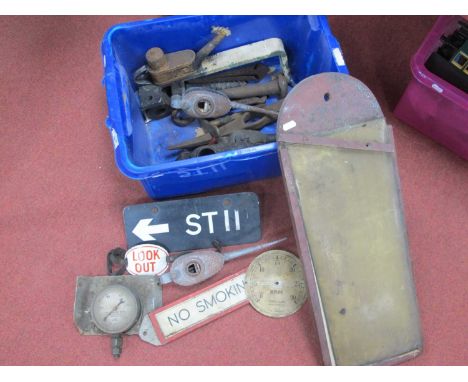 A Quantity of Railwayana, comprising tools, oil cans, wall-mounted ashtrays, signs, of interest an engineers movement/destina