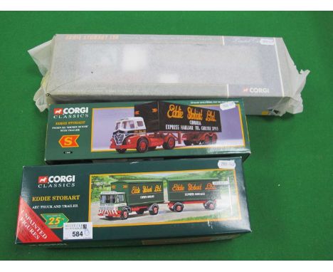 Three Corgi 'Eddie Stobart Ltd' 1:50th Scale diecast model commercial vehicles comprising of #CC12802 Scania T Cab Bulk Tippe