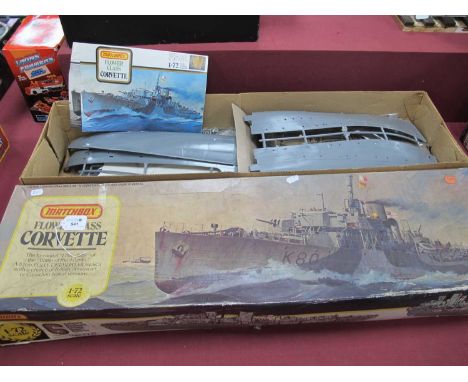 A Boxed Matchbox 1:72nd scale #PK-901 Flower Class Corvette unstarted plastic model kit, bagged parts, assembly instruction m