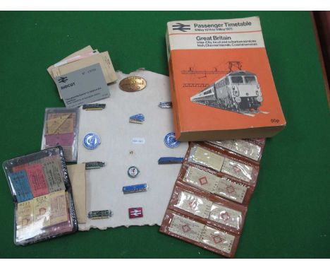 Twelve Enamel Railway Badges, of interest a L.N.E.R Engineman Brass Example, plus a Great Britain 05/74 to May 75 passenger t