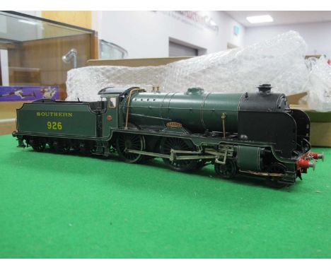 'O' Gauge/7mm Kit Built Schools Class 4-4-0 Steam Locomotive "Repton" S.R Green R/No 926 with Six Wheel Tender, two rails, bu