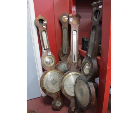 An Early XIX Century Barometer, Lenone-Butti, Edinburgh (damaged), together with three other XIX Century rosewood barometers,