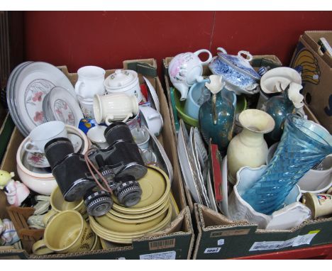 Fernseh 14 x 50 Binoculars, Louis tureen and ladle, vases, other ceramics, etc:- Two Boxes.