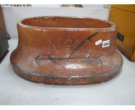 An Oval Earthenware Planter, impressed No 10 over arrow, 69cm wide.