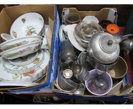 Worcester Evasham Bowls, mug, dishes, etc, jelly mould et:- Two Boxes.