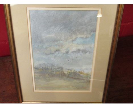 R. CARUTHERS: A acrylic of marsh and wetlands,  26cm x 18cm