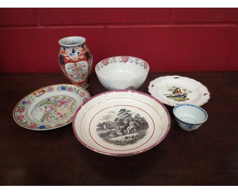 Mixed 18th/19th Century ceramics including lidded tureen, New Hall bowl etc 