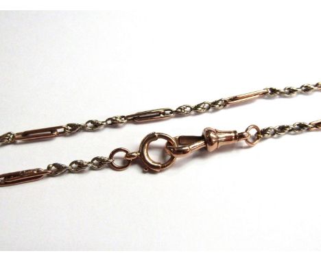 A 9ct white and rose gold watch chain 8.5g 