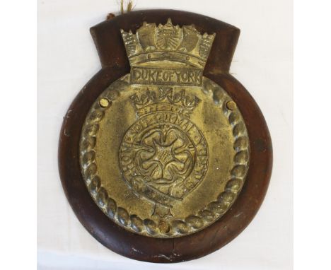 An impressive cast bronze Royal Navy ships crest mounted on a mahogany shield 11 x 9 inches to the WW2 George V class battles