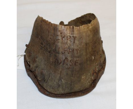 A WW1 Australian trench art horse hoof engraved Perth Yankee Egypt 1st Light Horse Feb 1916