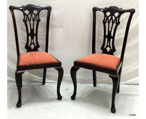 2 Chippendale style chairs with upholstered seats