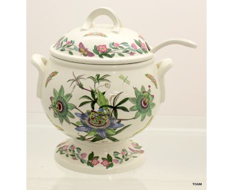 Very large Portmeirion botanic garden soup tureen with ladle
