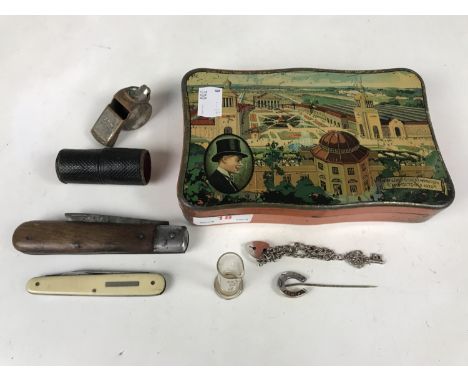 Collectors' items including a 1929 Wilkin Ltd Cremona North East Coast Exhibition commemorative confectionery tin, a miniatur