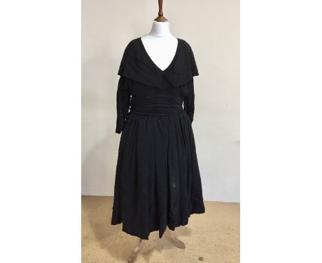 A late 1940s / early 1950s Arion Vogel of London 'New Look' style black faille dress, size 38, (a/f), together with a late 19