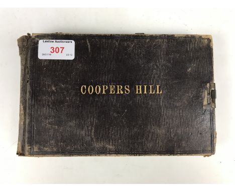 A late 19th / early 20th Century student's manuscript note book, the leather binding gilt-embossed COOPERS HILL, [The Royal I