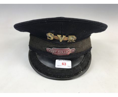 A 1964 British Rail peaked hat bearing insignia of a Ticket Collector of the Severn Valley Railway