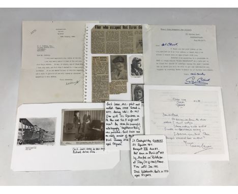 [Great War related autographs] An autographed typewritten letter from Wing Commander Guy Gilbert RFC (who survived being shot