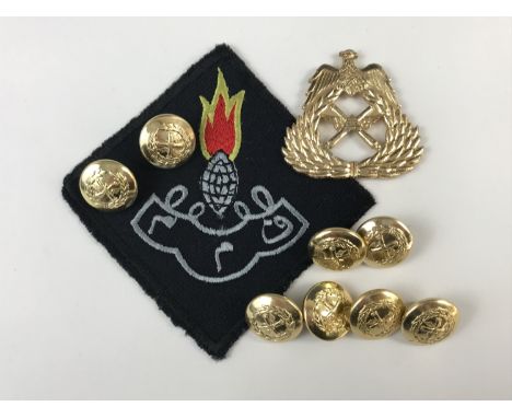 A Kuwaiti army artillery cap badge etc