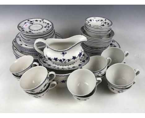 A Royal Doulton Yorktown pattern tea / dinner service, comprising fifty-nine items to include; 12 cups and saucers, a cake pl