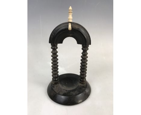 A Victorian ebonised and ivory pocket watch stand