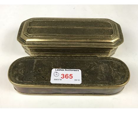 Two hand engraved brass trinket boxes
