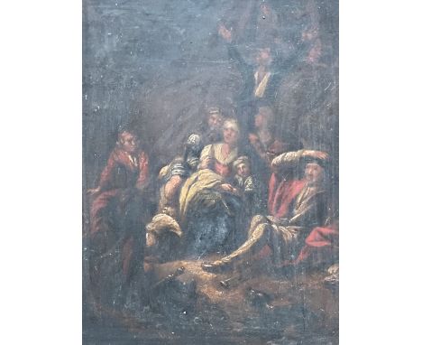 (Late 18th / 19th Century) A figural study in Chiaroscuro, the group clustered together and gazing towards the heavens, oil o