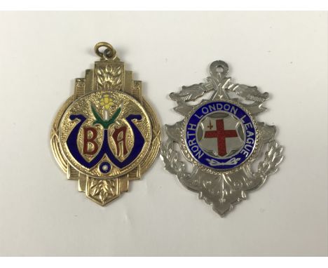 Two silver and enamel sporting fob medallions