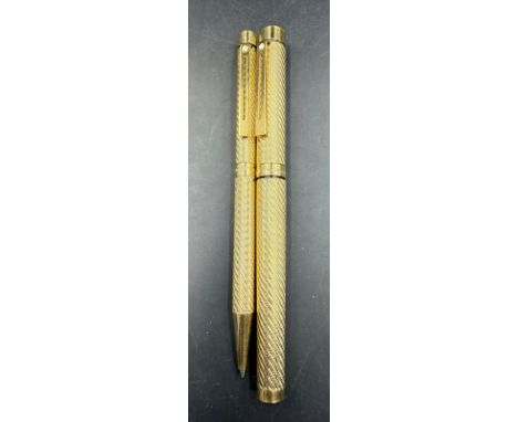 A vintage gold plated Sheafter fountain pen and matching ball point 