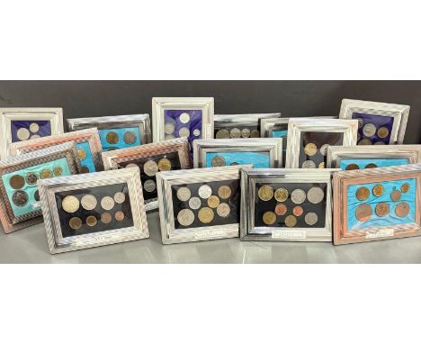A selection of easel backed World Coinage presentation packs to include Germany, France and Greece 