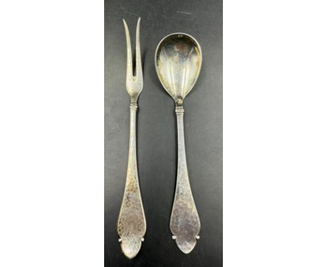 Danish silver spoon and fork, hallmarked for 1927 by Christian F Heise
