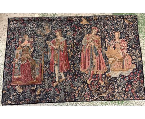 A wall hanging tapestry featuring an Elizabethan scene 126cm x 82cm 