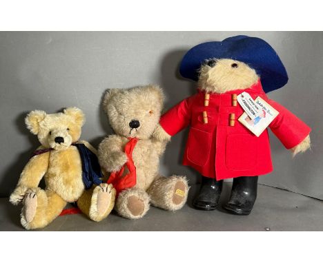 Three vintage teddy bears to include Paddington, a Merrythought bear and a Brians bear 