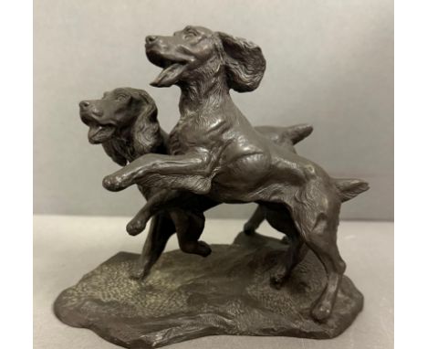 Heredities bronze effect model figure, pair of Springer Spaniel dogs 