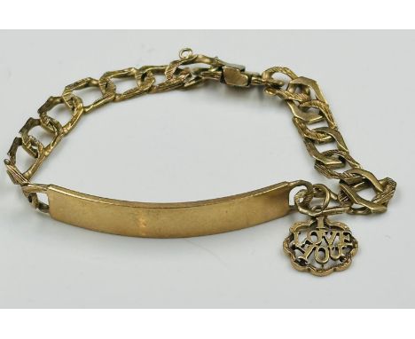 A 9ct gold identity bracelet, with I Love You charm Approximate weight 15.4g