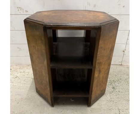 A walnut hexagonal side table with shelf under (H53cm W50cm D50cm)