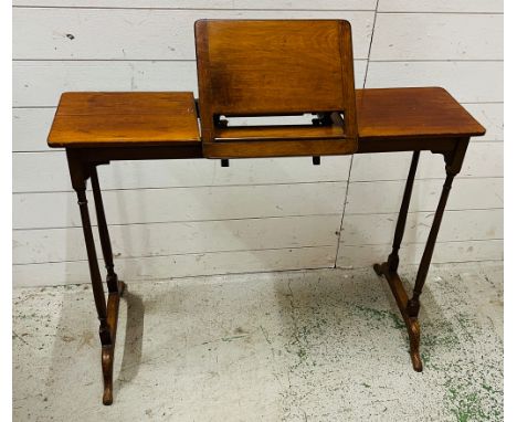 A fruitwood reading table with central folding easel (H70cm W96cm D30cm)