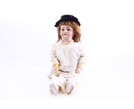 Große Simon &amp; Halbig Nr. 1078, 85 cm, Biskuitporzellan-Kurbelkopf, Automatenkörper mit Stimme (Funktion defekt), Hände mi
