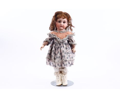 Französisches Bébé, gemarkt ”Petite Francaise - France - JV - Liane” und Anker, Biskuitporzellan-Kurbelkopf, offener Mund, br