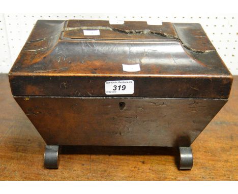 A burr post regency sarcophagus tea caddy