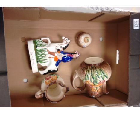 A collection of mixed items to include Carltonware teapot and jug and Staffordshire ceramics flatback figure Tom King etc