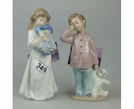 Lladro Nao figures of Sleepyhead and We're Sleeping (2)