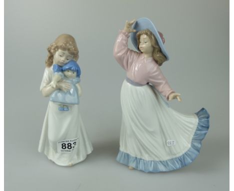 Nao figures of Child with Doll 1107 and Young Girl Dancing 1391 (2)