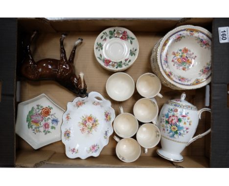 A collection of pottery items including Soho tea ware, Foley Ming Rose small teapot, Maddocks Montana cups and saucers, Hamme