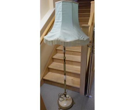 Brass and Onyx lamp stand with shade