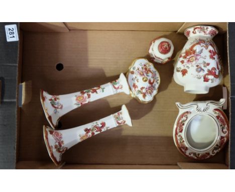 A collection of Masons Red Mandalay to include vases, picture frames, candlesticks (one chipped), ginger jars, trinket boxes 