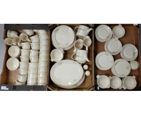 A collection of Steelite Bramble dinnerware including cups, saucers,plates, soups, dishes etc (3 trays)