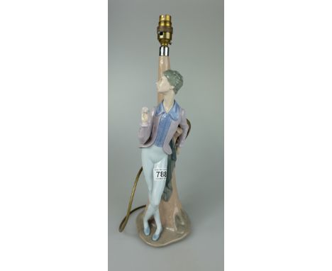 Nao lamp base of a large figure of a male dancer holding a rose height 47cm