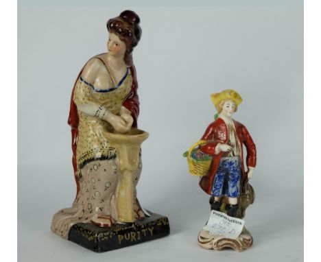 A Reproduction Staffordshire Figure Purity and a Small Unmarked Goebel Figure (2) 